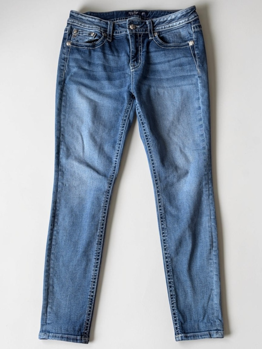 Miss Me Hailey Skinny Jeans Low Rise Embroidery Pocket Rodeo Core Western 31 - Picture 6 of 16
